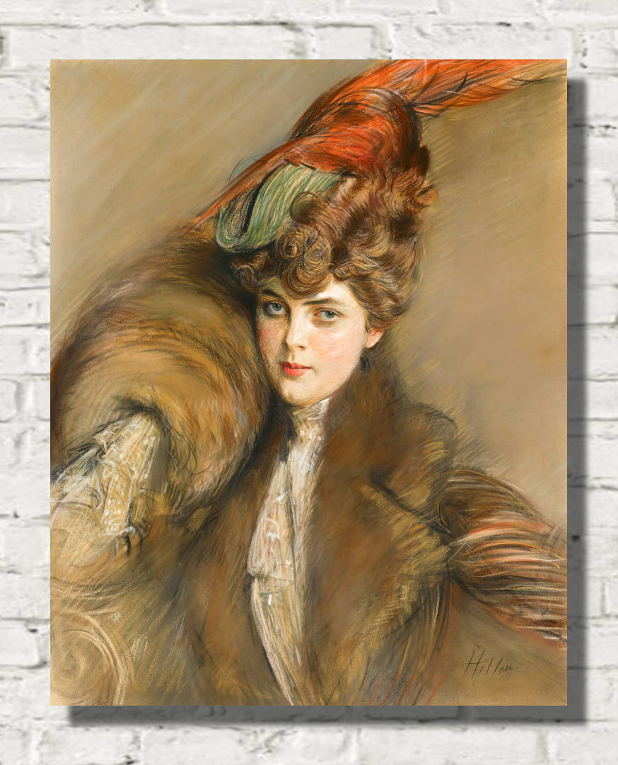 Paul-César Helleu Print, Lady In A Feather Hat