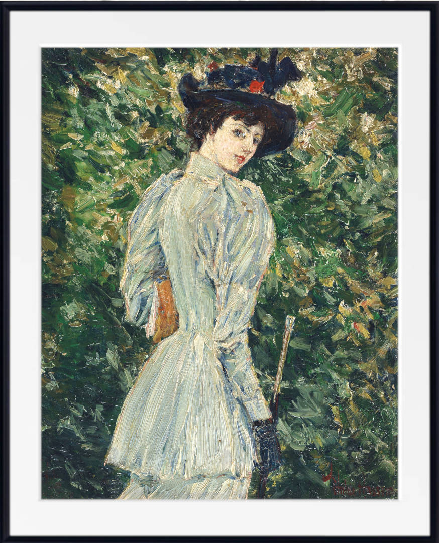 Frederick Childe Hassam Print : Lady in a Garden (circa 1900)