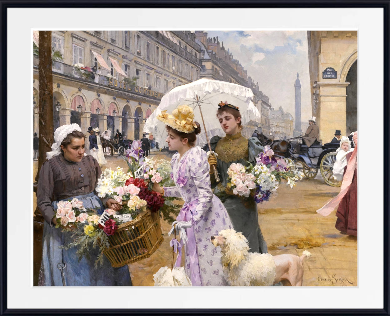 Louis Marie De Schryver Print, The flower seller — Rue de Rivoli (1892)