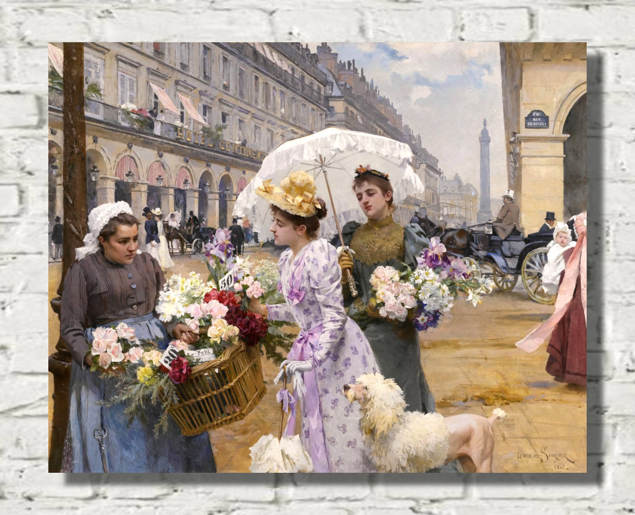 Louis Marie De Schryver Print, The flower seller — Rue de Rivoli (1892)