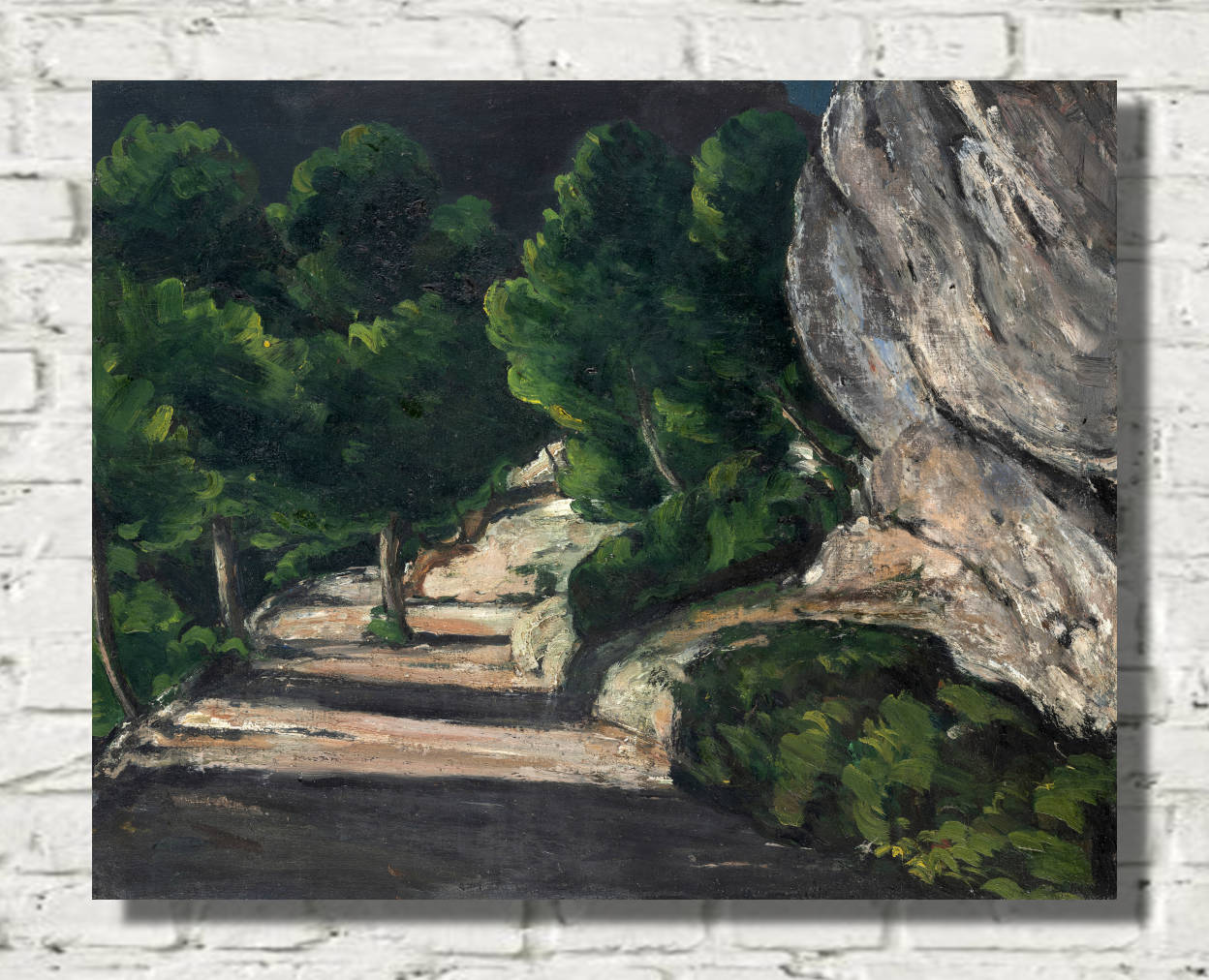 Paul Cézanne Print, Landscape. Road with Trees in Rocky Mountains (1870)