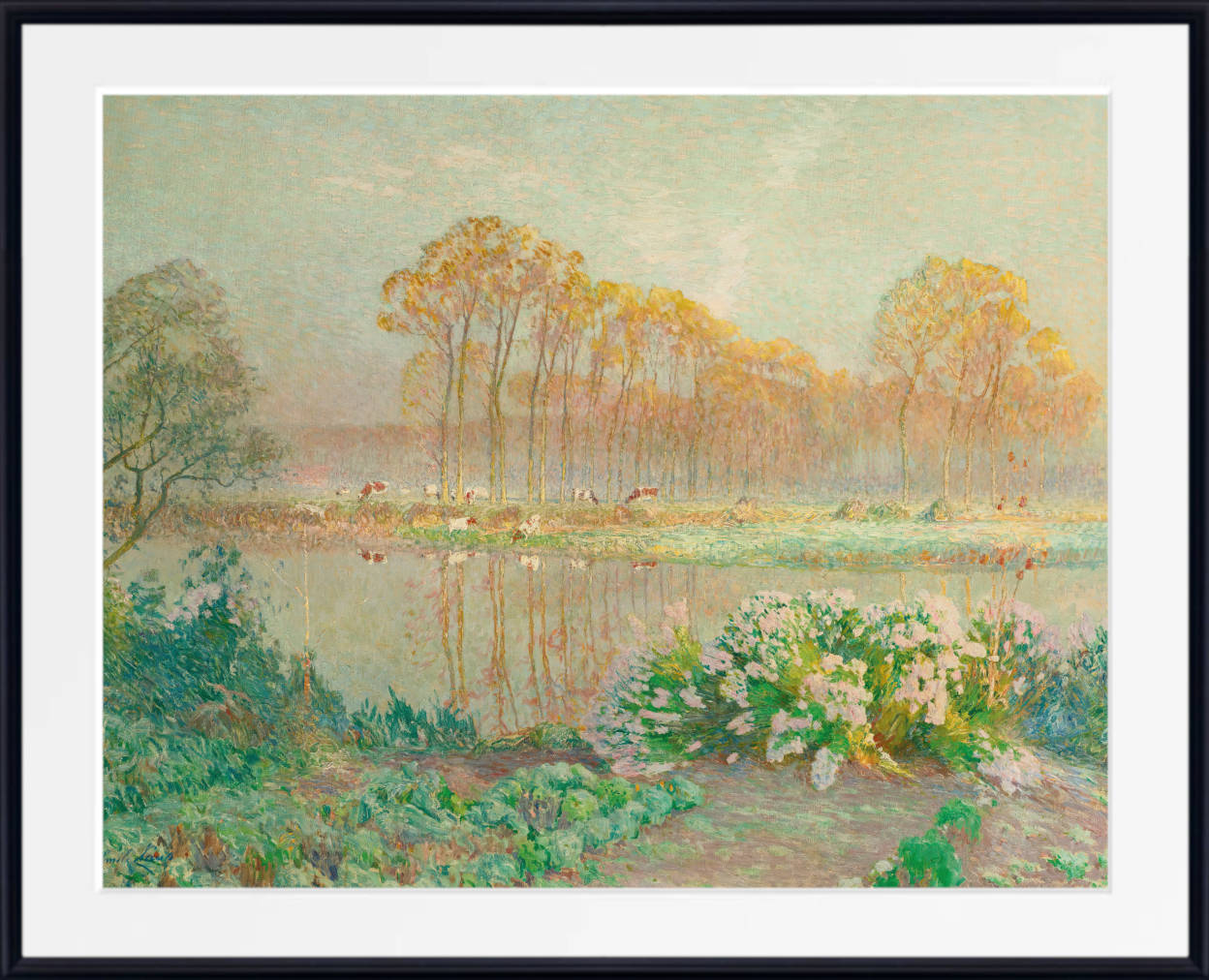 Landscape with pond and blooms, Emile Claus, Belgian Luminsm