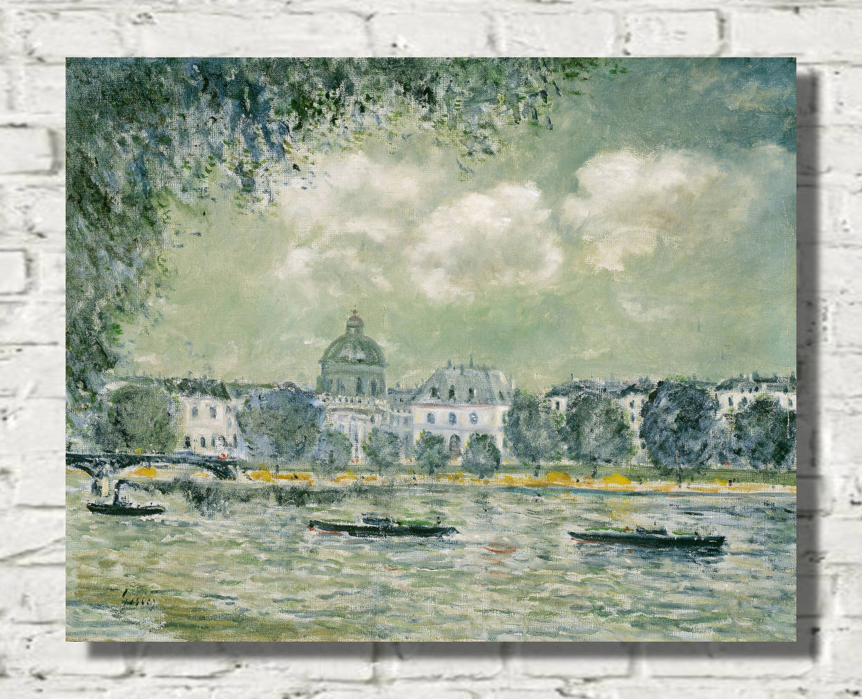 Alfred Sisley Print, Landscape along the Seine with the Institut de France and the Pont des Arts (c. 1875)