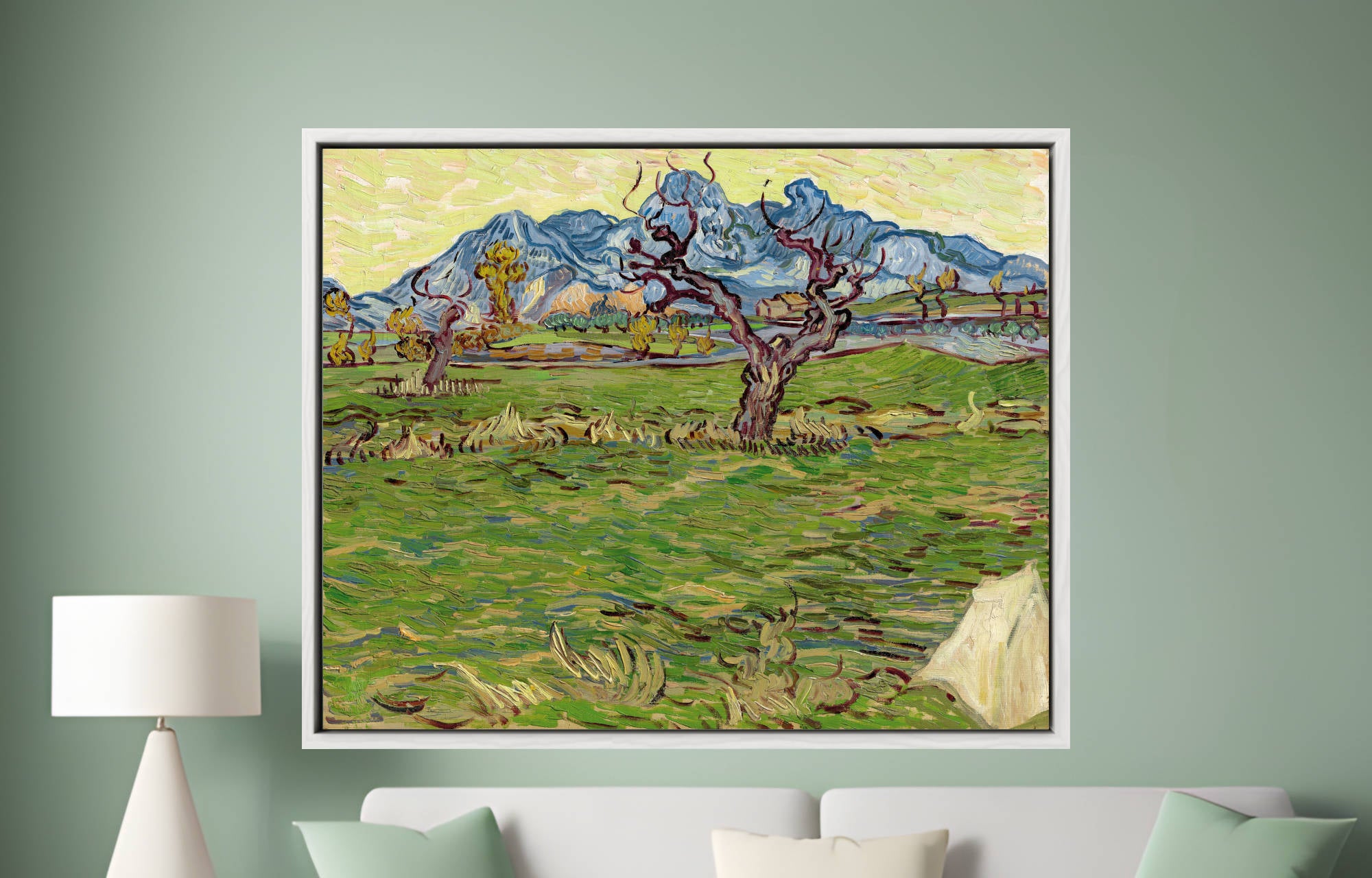 Vincent van Gogh Print, Landscape with Olive Tree and Mountains in the Background