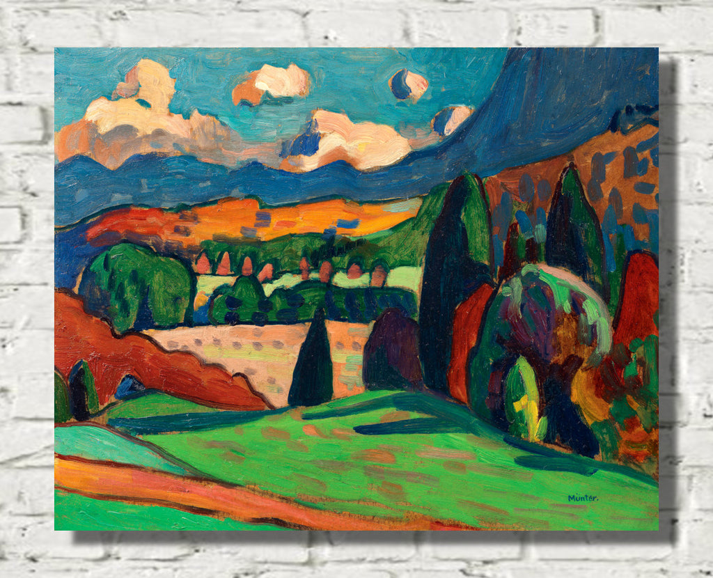 Landscape with clouds by Gabriele Münter