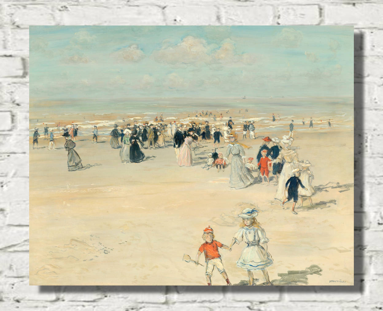 Jean-François Raffaëlli Print, The promenade at low tide