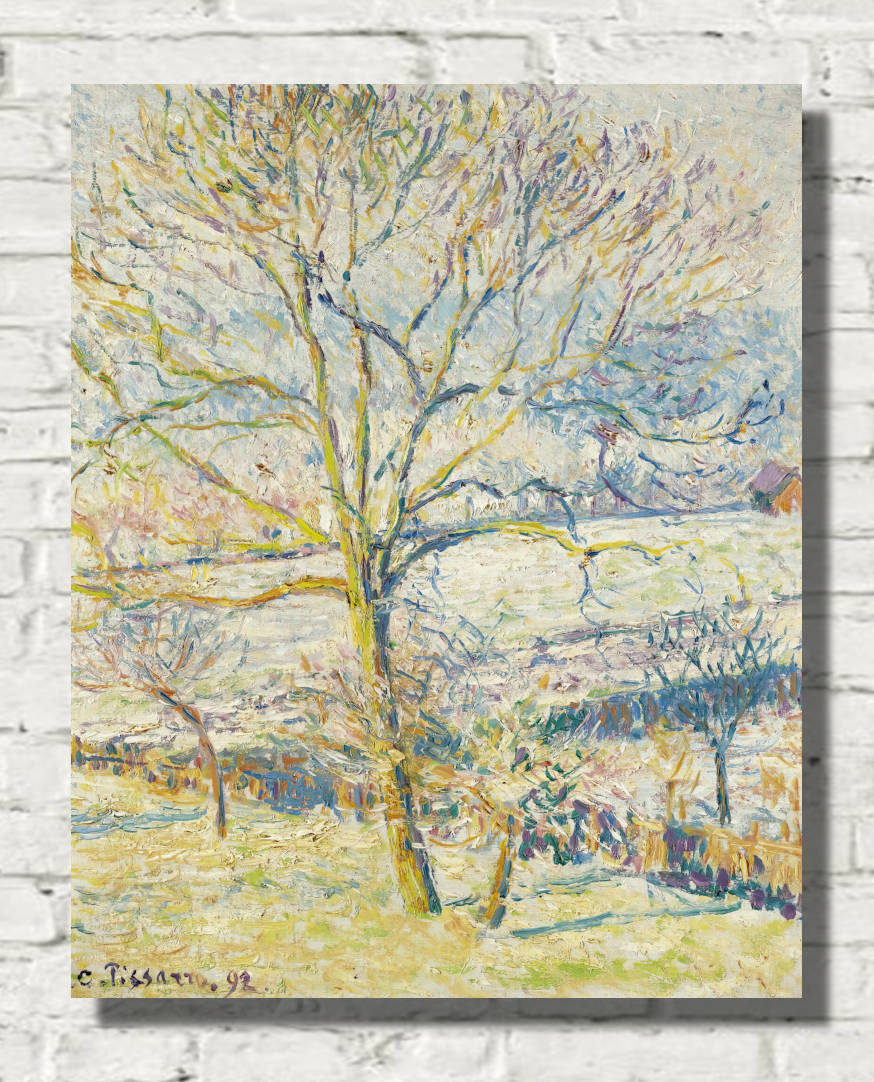 Camille Pissarro Print, The Great Walnut Tree, White Frost Éragny (1892)