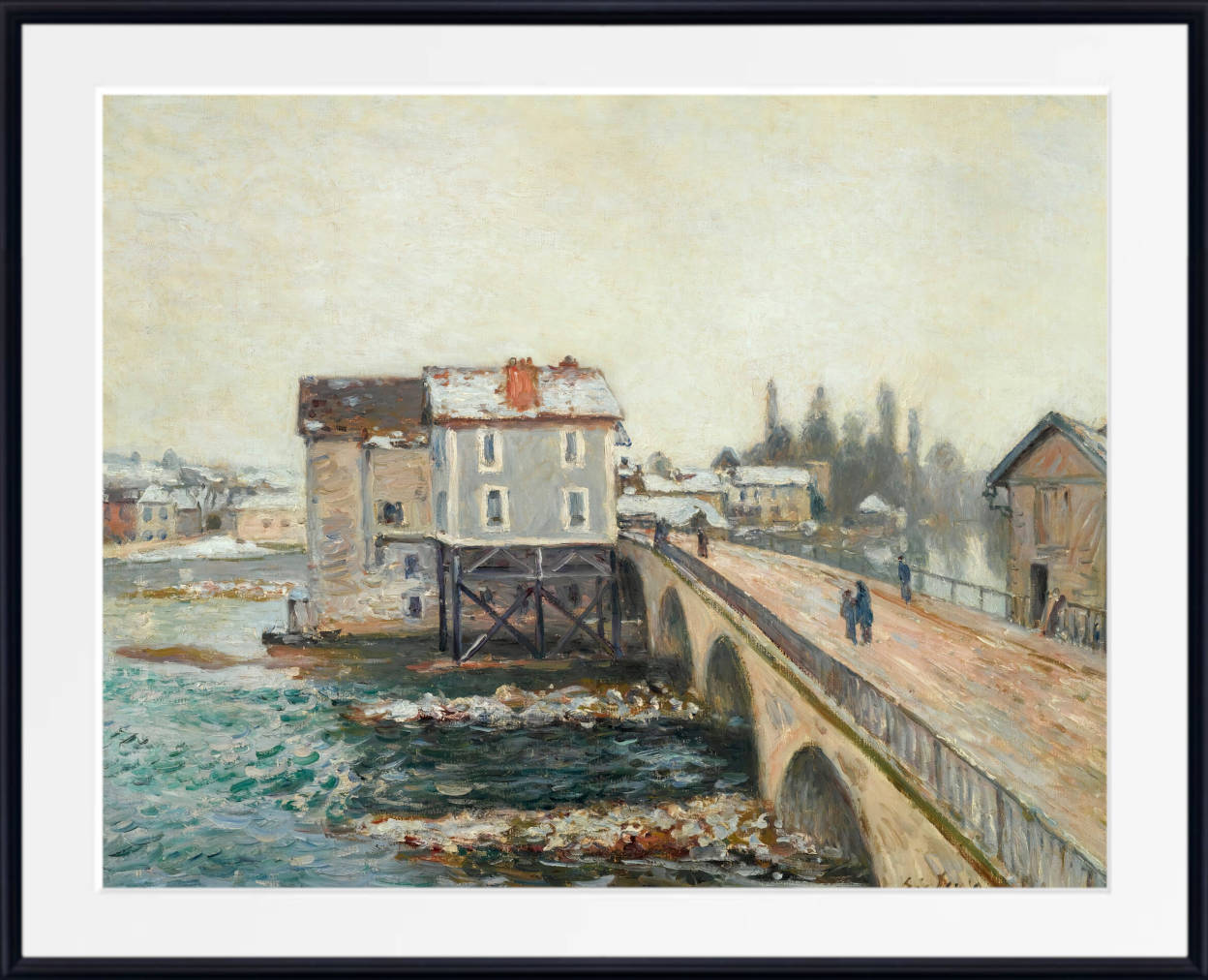 Alfred Sisley Print, The Moret Bridge and the Mills – Winter Effect