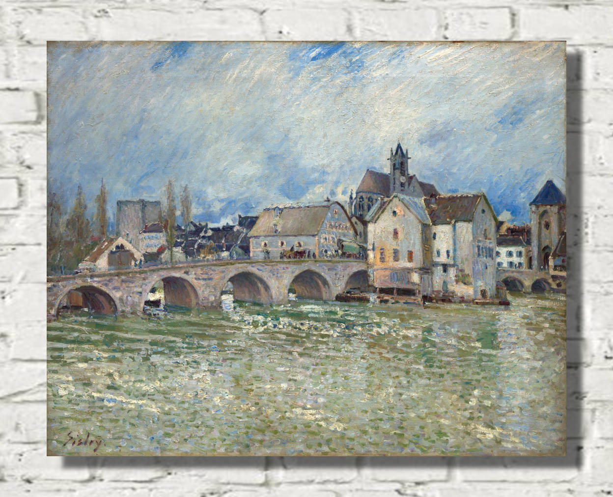 Alfred Sisley Print, The Moret-sur-Loing Bridge, times of flood (1889)