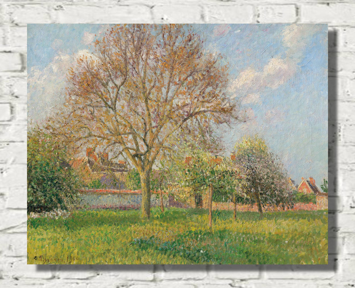 Camille Pissarro Print, The large walnut tree in Éragny, afternoon (1900)