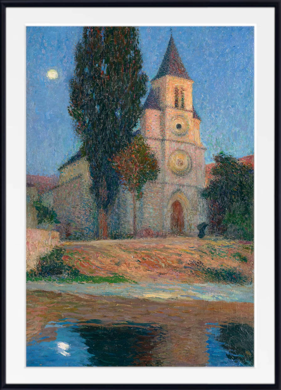 Henri Martin Print, Moonrise behind the church of La Bastide-Du-Vert