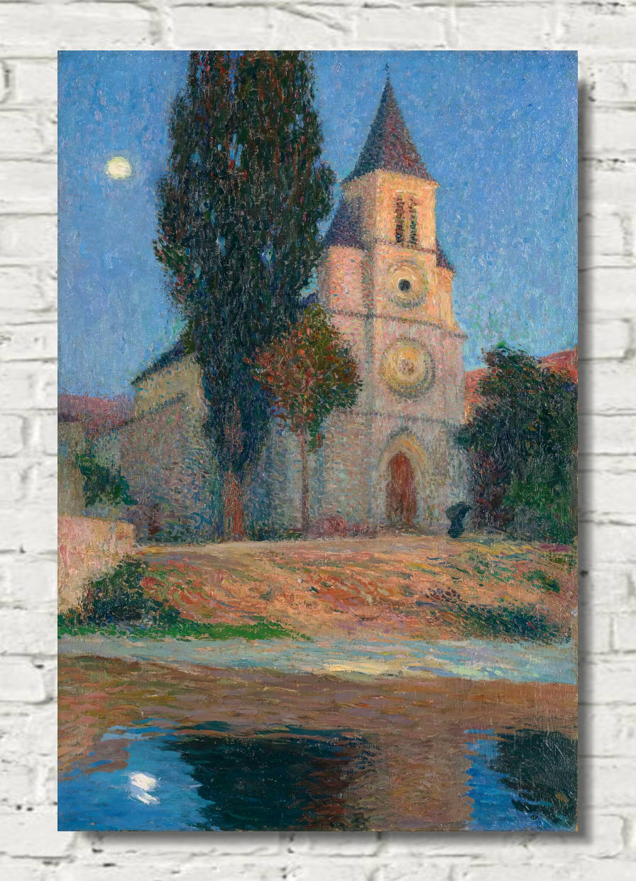 Henri Martin Print, Moonrise behind the church of La Bastide-Du-Vert