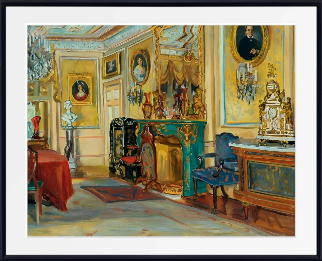 Marie-Louise Pierrepont Print, Living Room with Fireplace