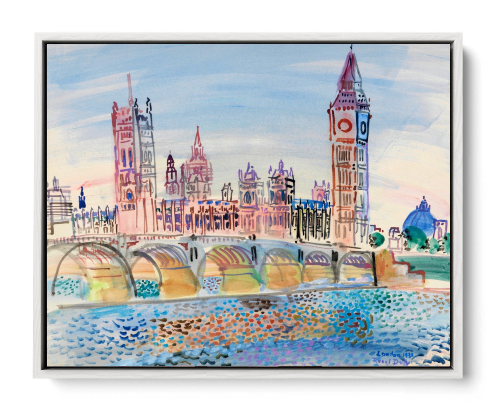 White canvas float frame with Raoul Dufy canvas panel