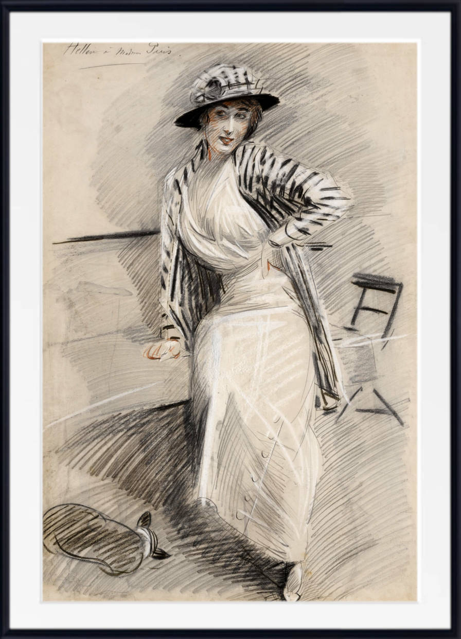 Paul-César Helleu Print, Madame Paris assise sur une banquette, 1915