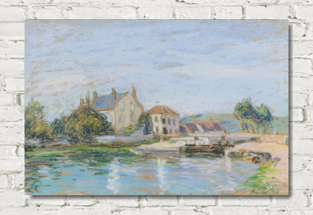 Alfred Sisley Print, Houses on the edge of the Gazonne lock