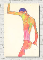 Egon Schiele Fine Art Print, Male Nude with Raised Arm