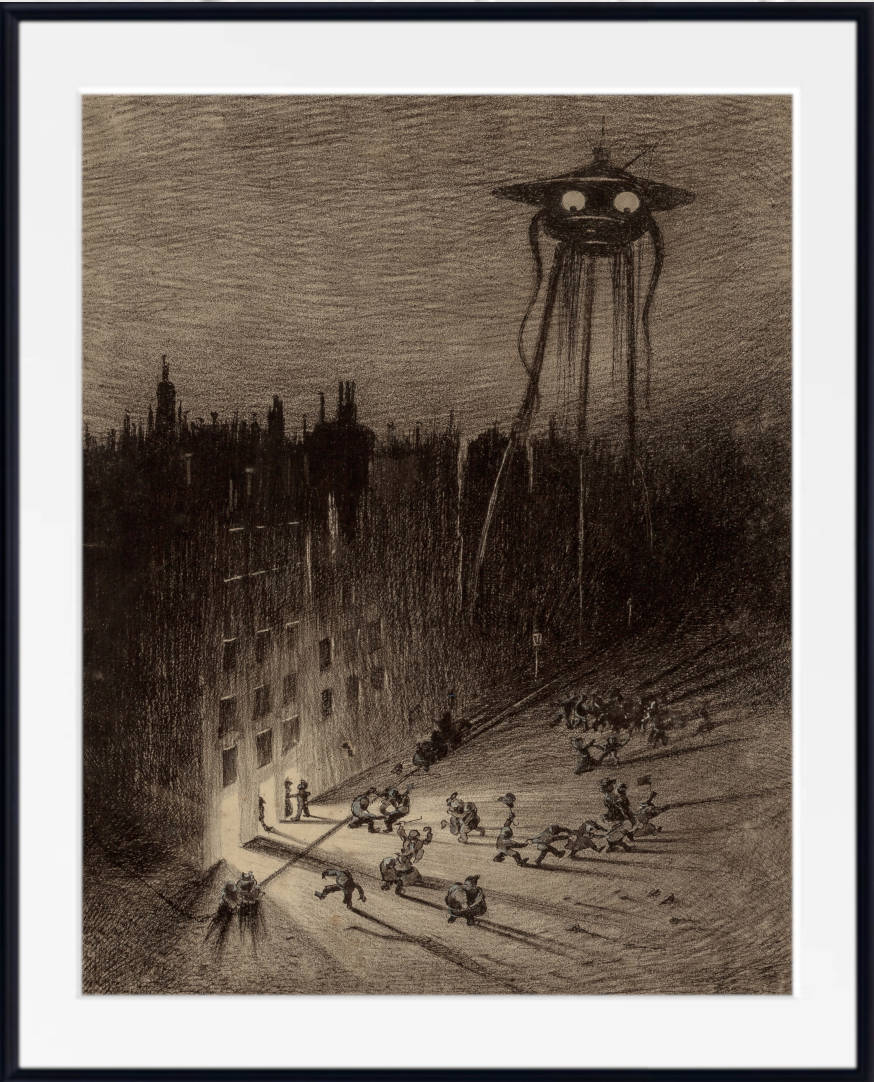 War of the Worlds Illustration, Martian Viewing Drunken Crowd, Henrique Corrêa