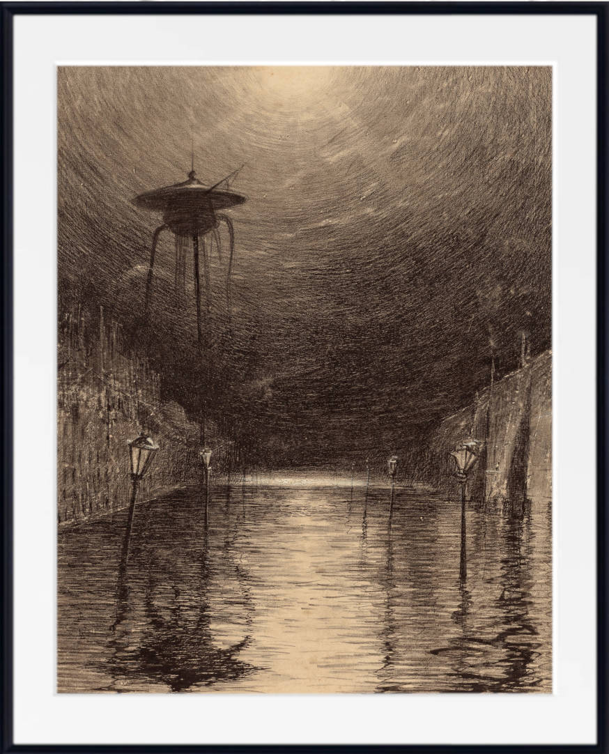 War of the Worlds Illustration, Martian Machine Over the Thames, Henrique Alvim Corrêa