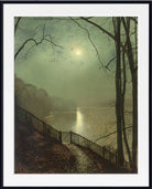 John Atkinson Grimshaw Print: Moonlight on the lake, Roundhay Park, Leeds