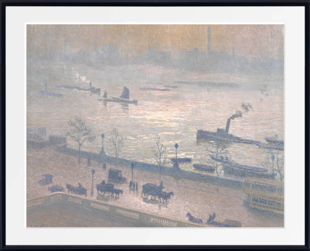 Emile Claus Print, Morning Reflection on the Thames in London (1918)