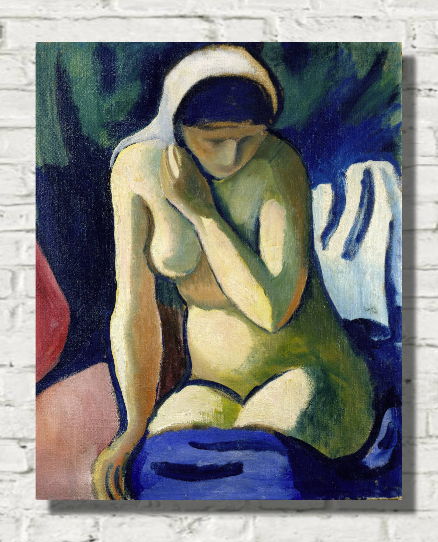 August Macke Print, Naked Girl with Headscarf (1910)