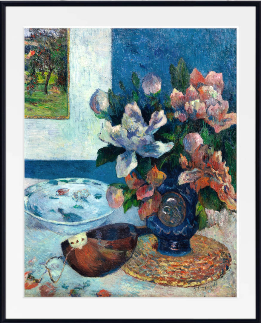 Paul Gauguin Print : Still Life with Chinese Peonies and Mandolin