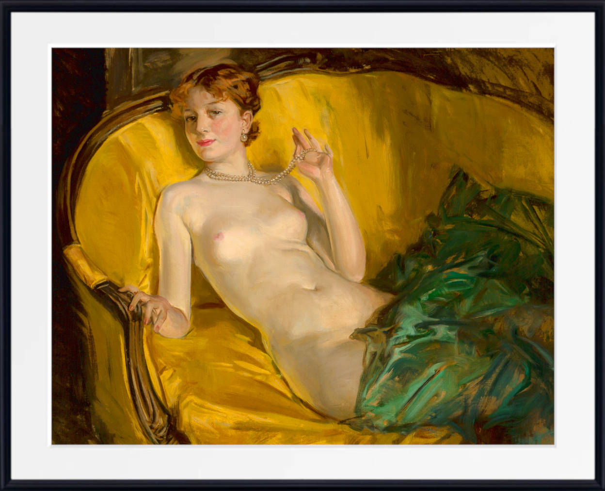 Nude Wearing Pearls, a Howard Chandler Christy Print 