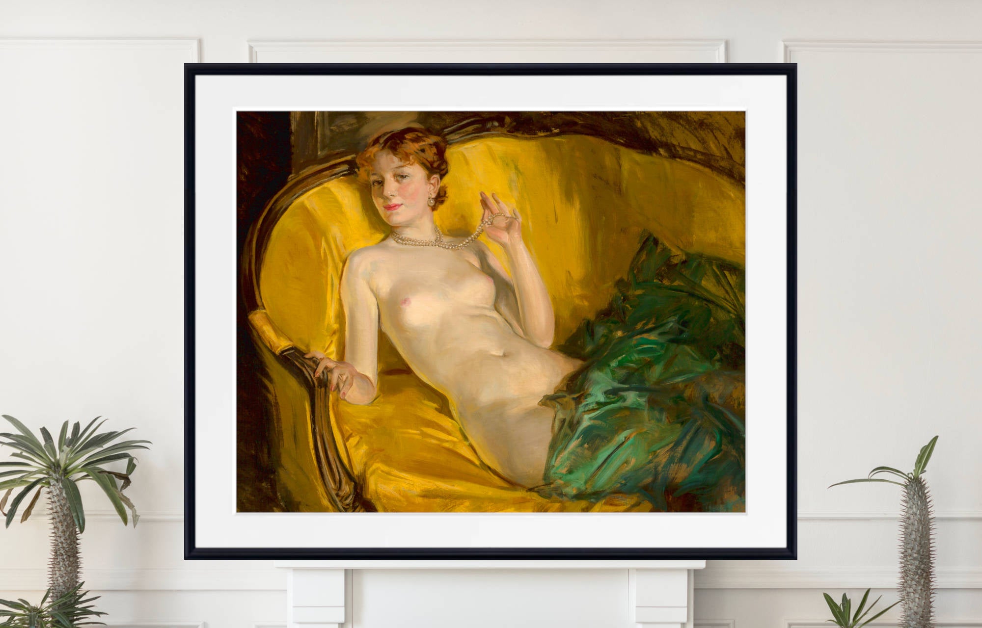 Nude Wearing Pearls, a Howard Chandler Christy Print 