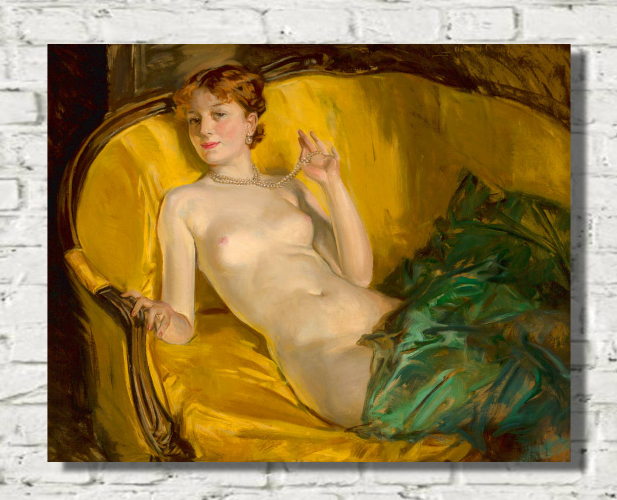 Nude Wearing Pearls, a Howard Chandler Christy Print 