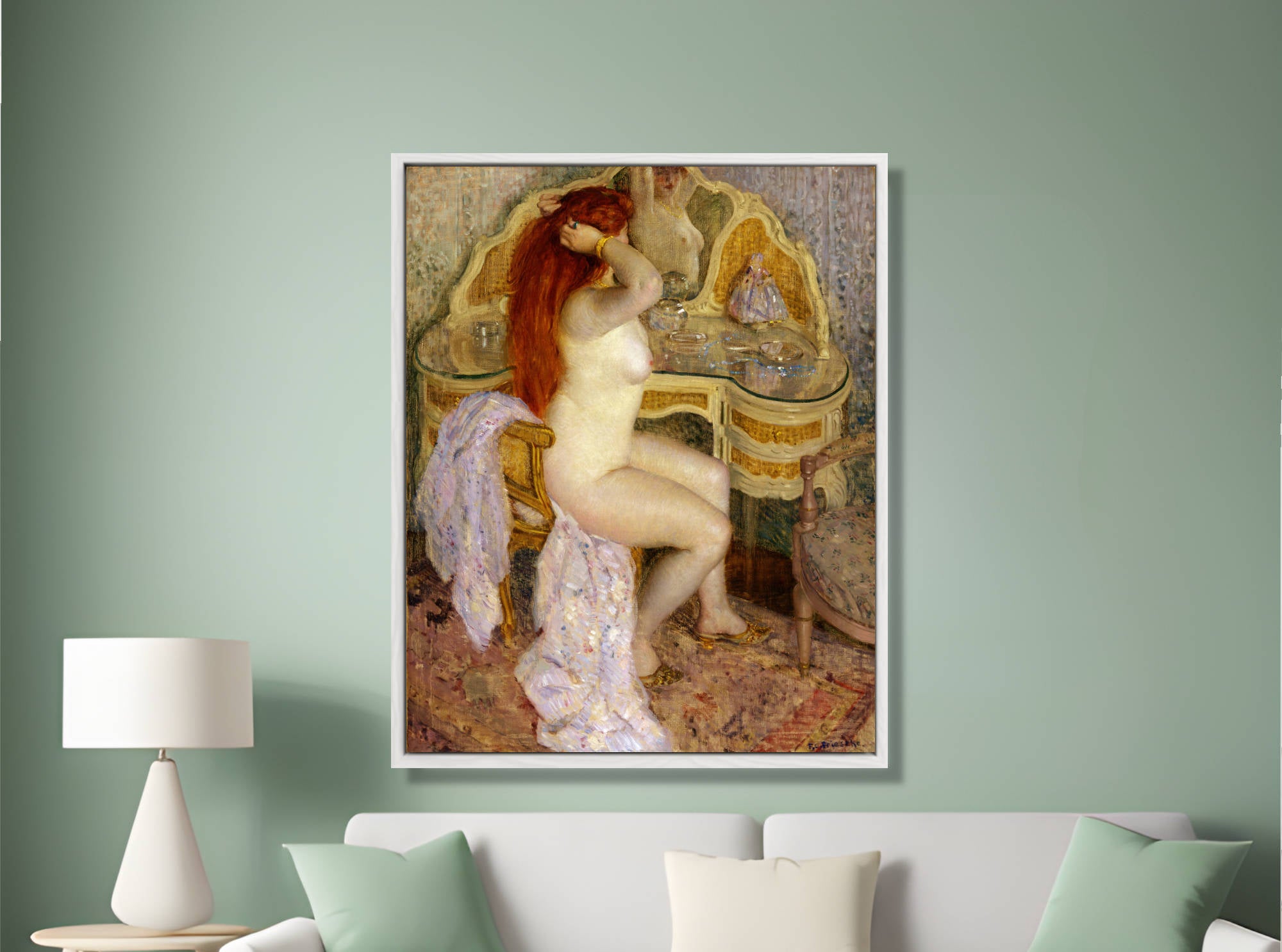 Frederick Carl Frieseke Prints, Nude Seated at Her Dressing Table (1909) from GalleryThane