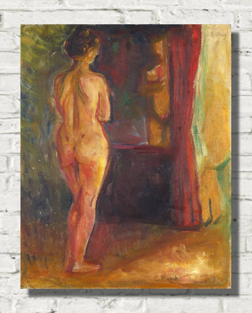 Edvard Munch Fine Art Print, Nude in Front of the Mirror (1902)