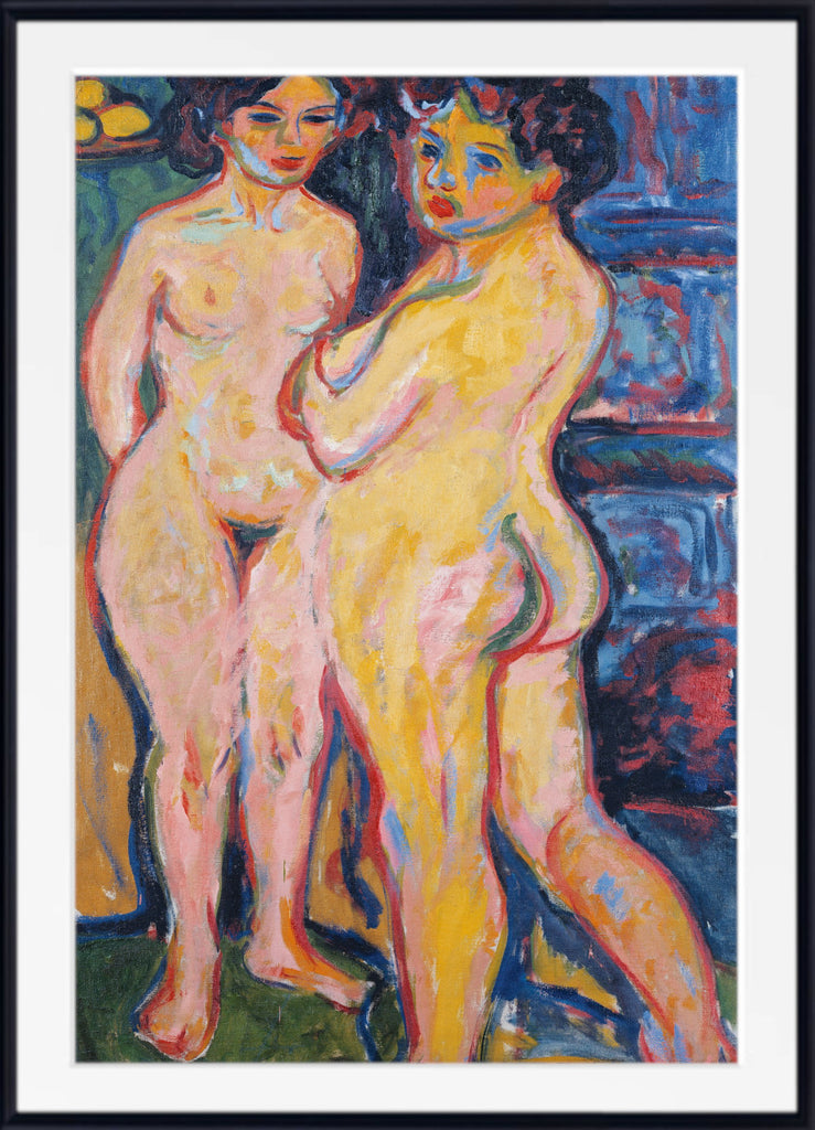 Nudes Standing by Stove by Ernst Ludwig Kirchner