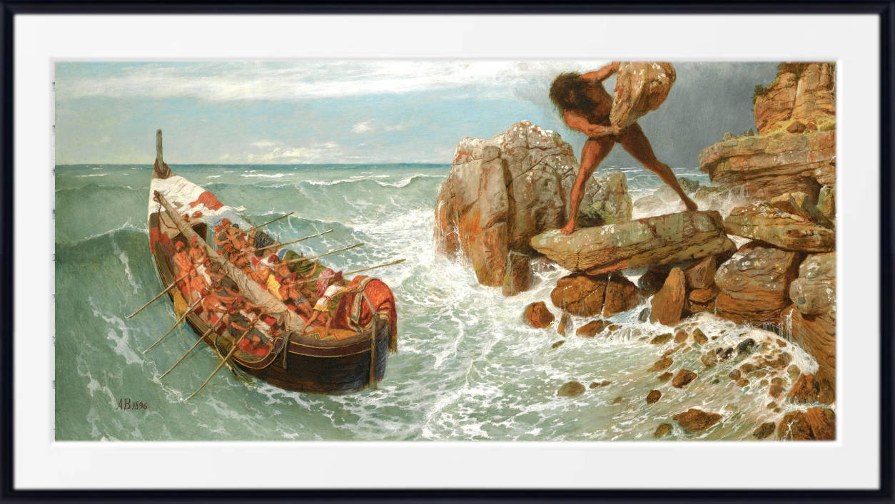 Odysseus and Polyphemus, Arnold Bocklin Fine Art Print