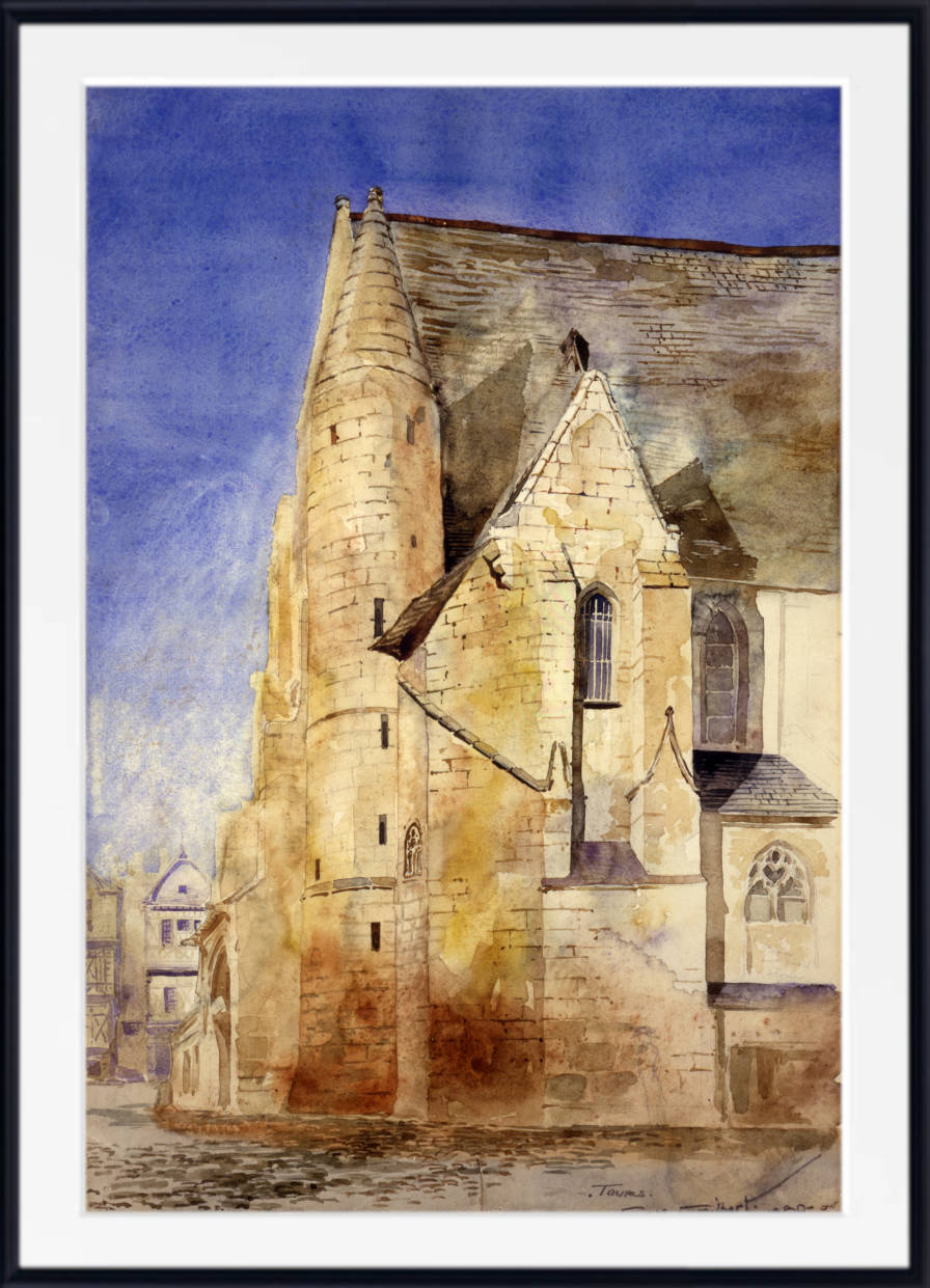 Cass Gilbert Print, Old Church, Tours, France (1880)