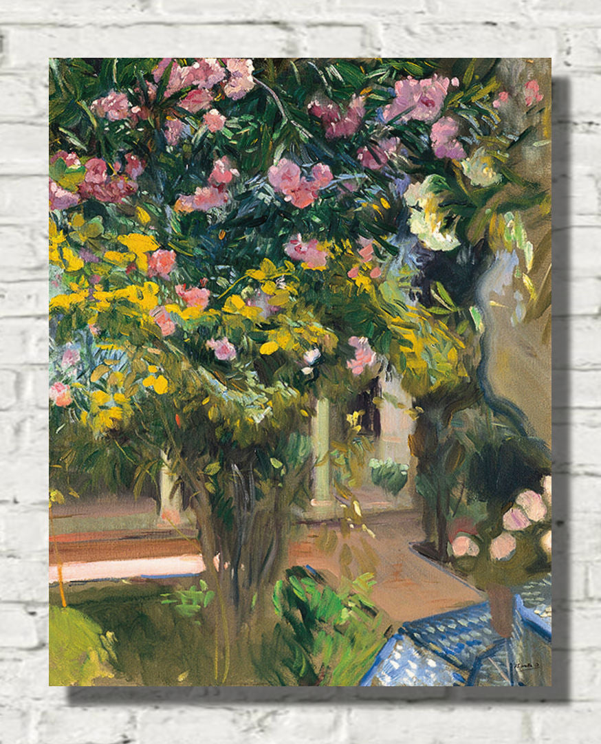 Joaquín Sorolla Print, Oleanders, the courtyard of the artist’s home