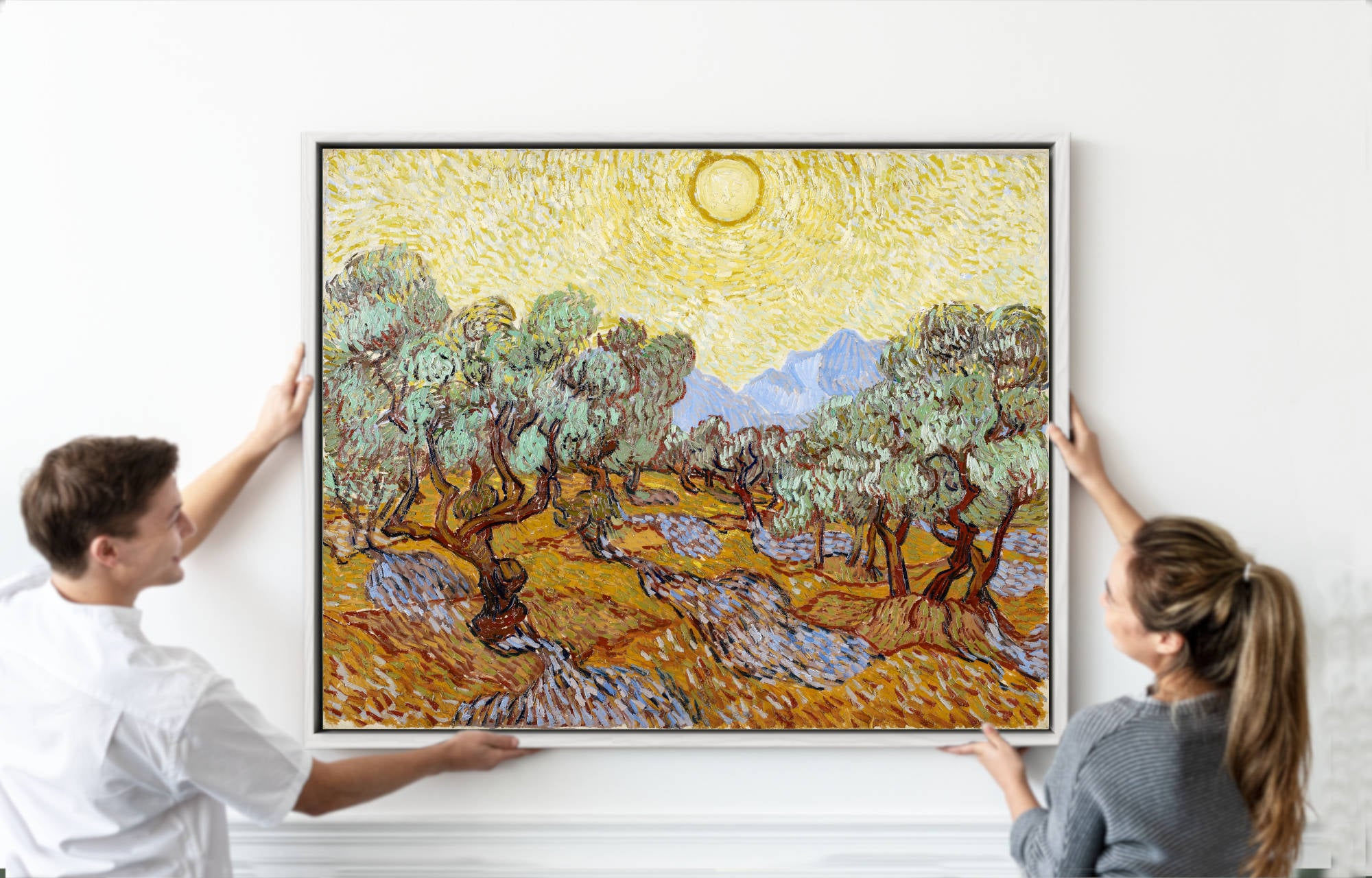 Vincent van Gogh Print, Olive Trees with Yellow Sky and Sun