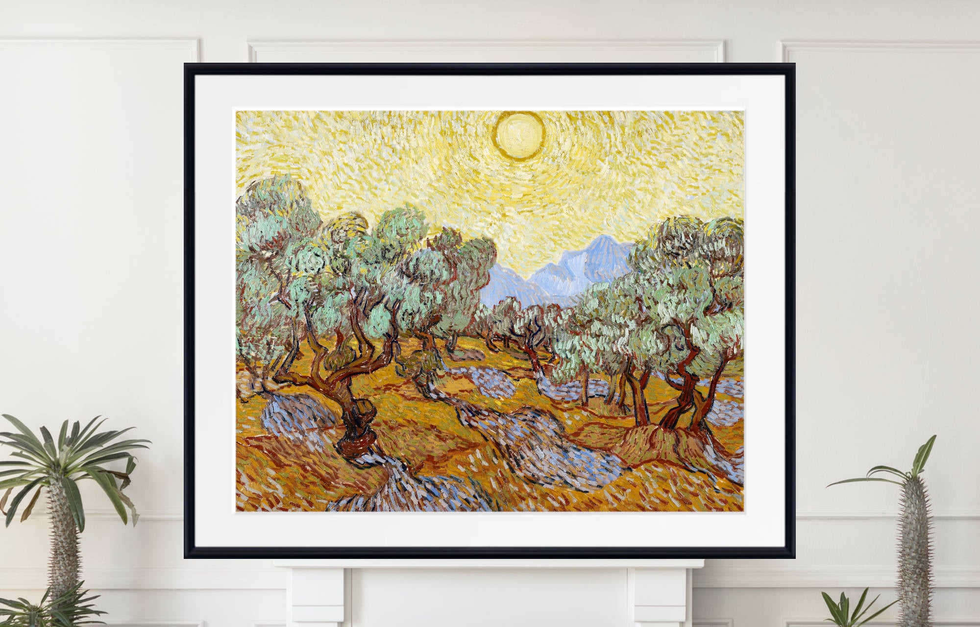 Vincent van Gogh Print, Olive Trees with Yellow Sky and Sun