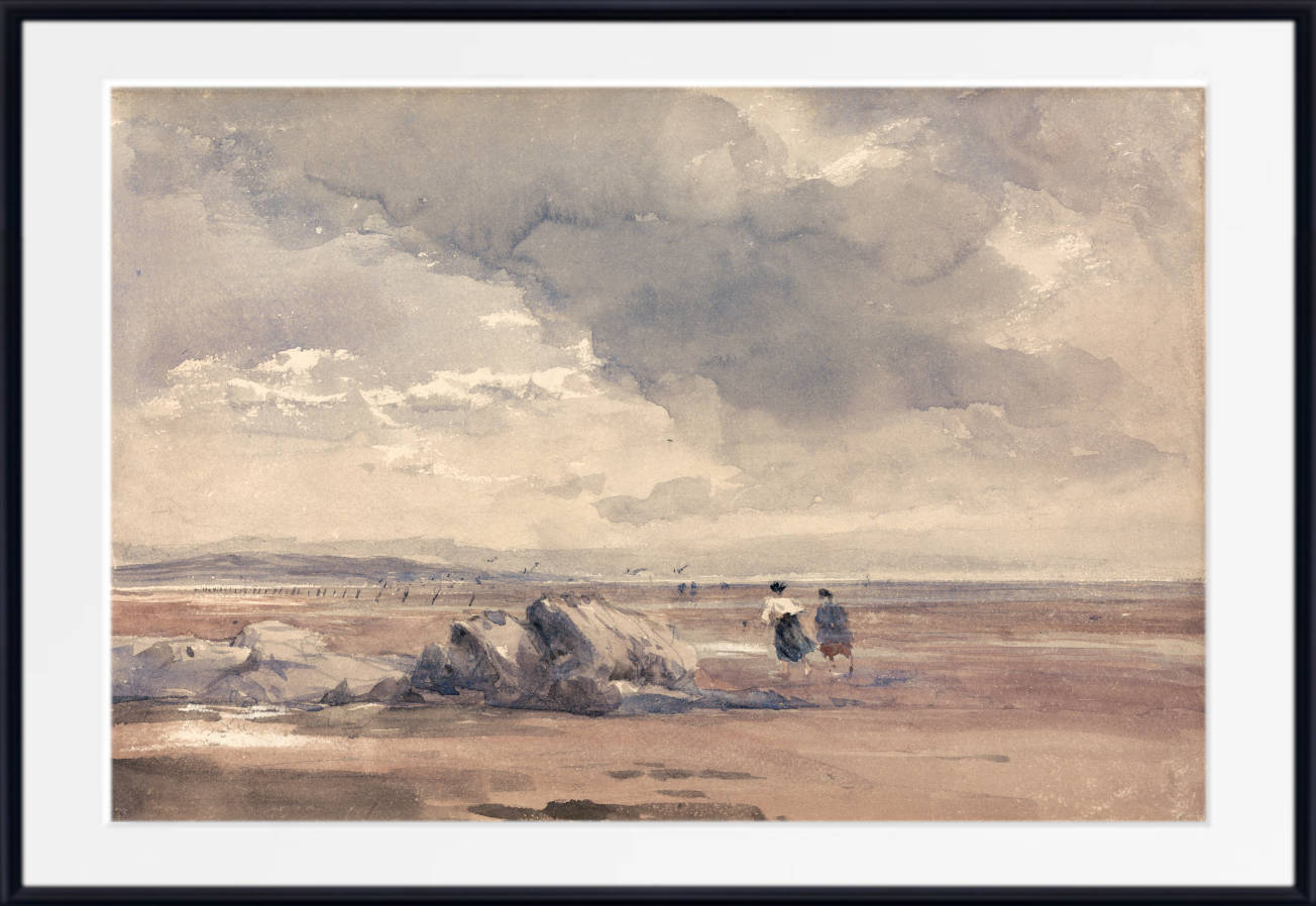 David Cox Print, On Lancaster Sands, Low Tide (1840s)