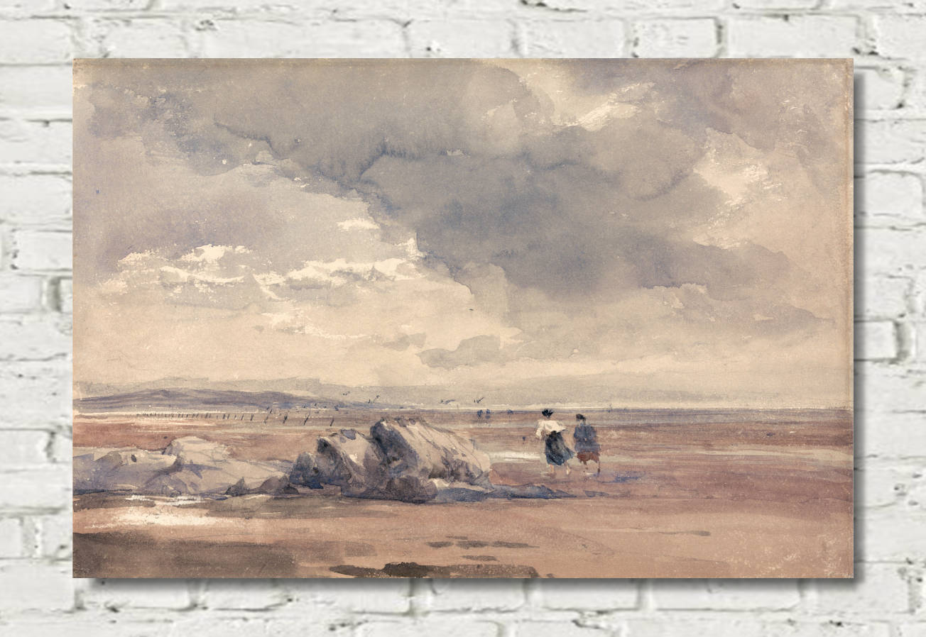 David Cox Print, On Lancaster Sands, Low Tide (1840s)