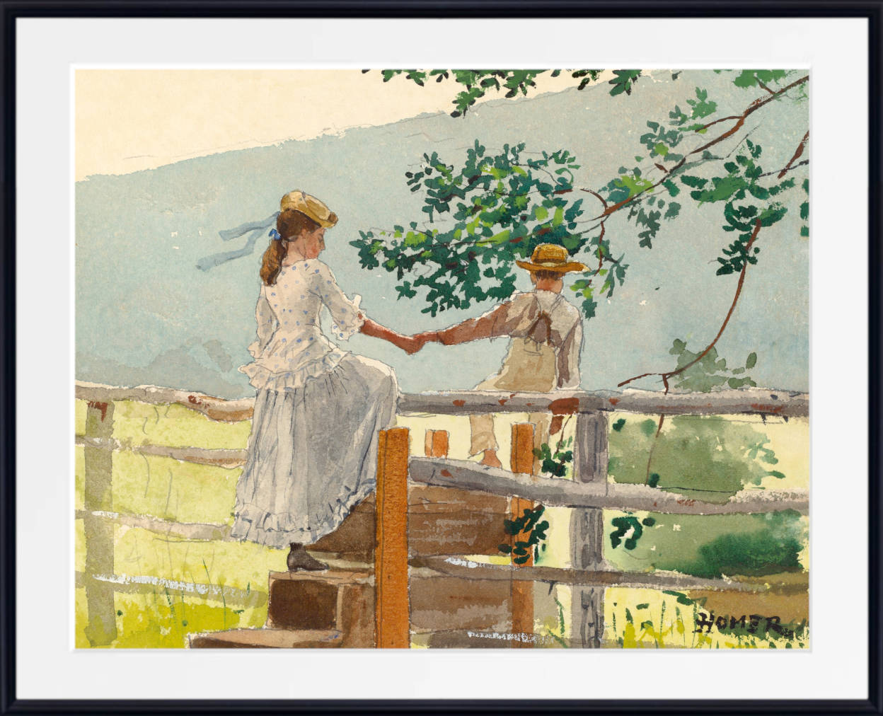 Winslow Homer Fine Art Print :  On The Stile