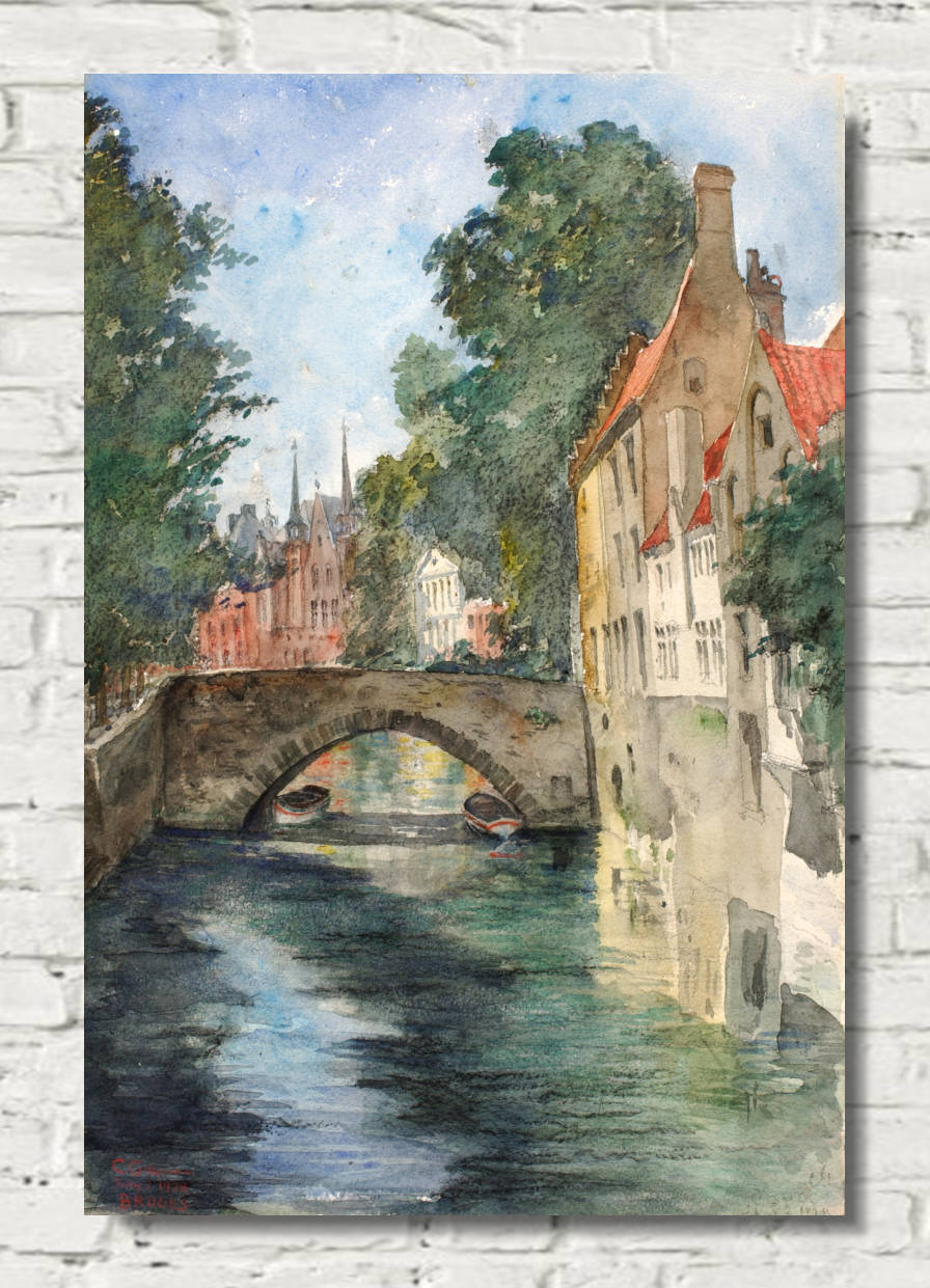 Cass Gilbert Print, On the Canal, Bruges (1928)