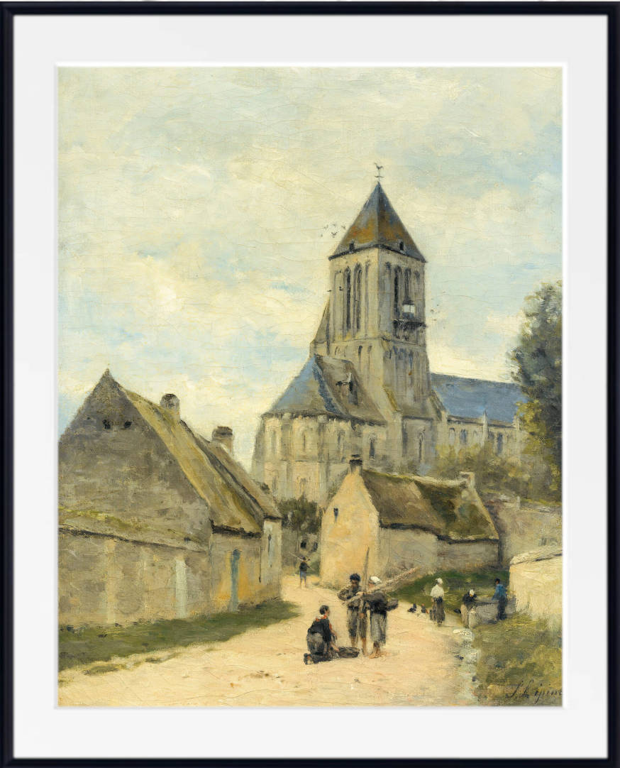 Stanislas Lepine Print, Ouistreham church in Normandy