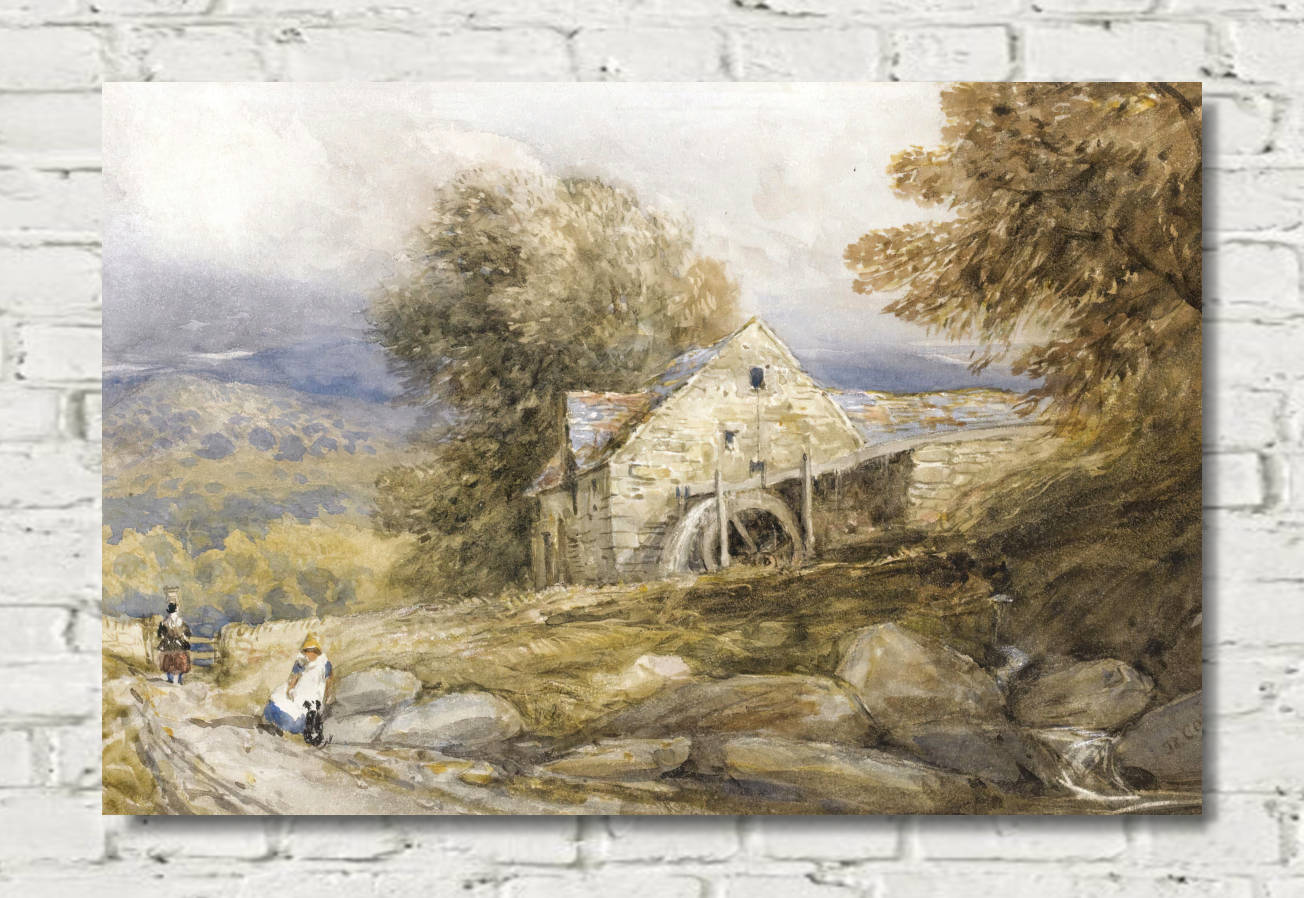 David Cox Print, Overshot Mill, North Wales