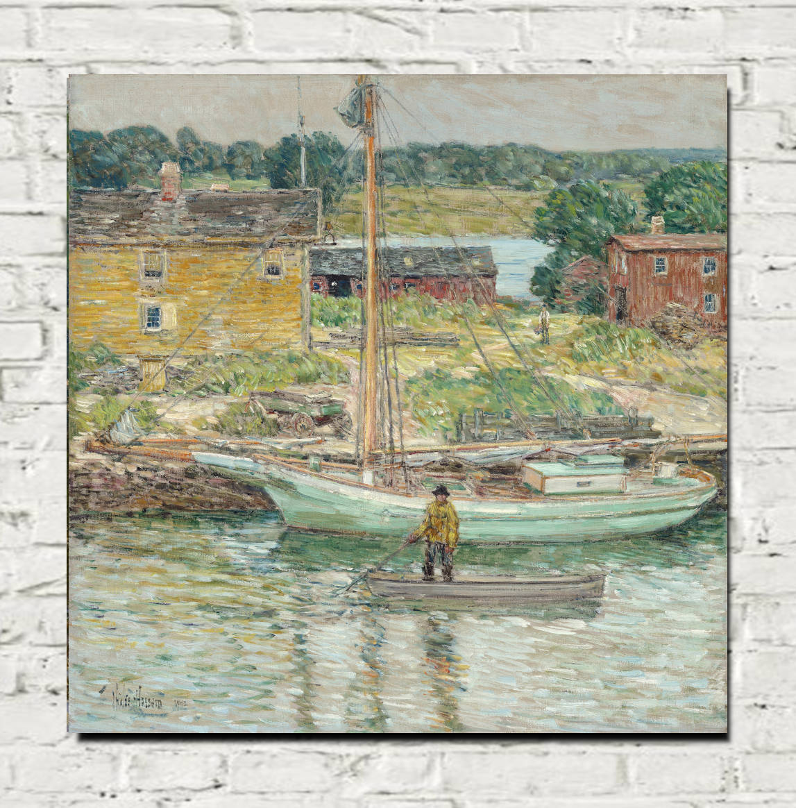 Frederick Childe Hassam Print : Oyster Sloop,Cos Cob (1902)