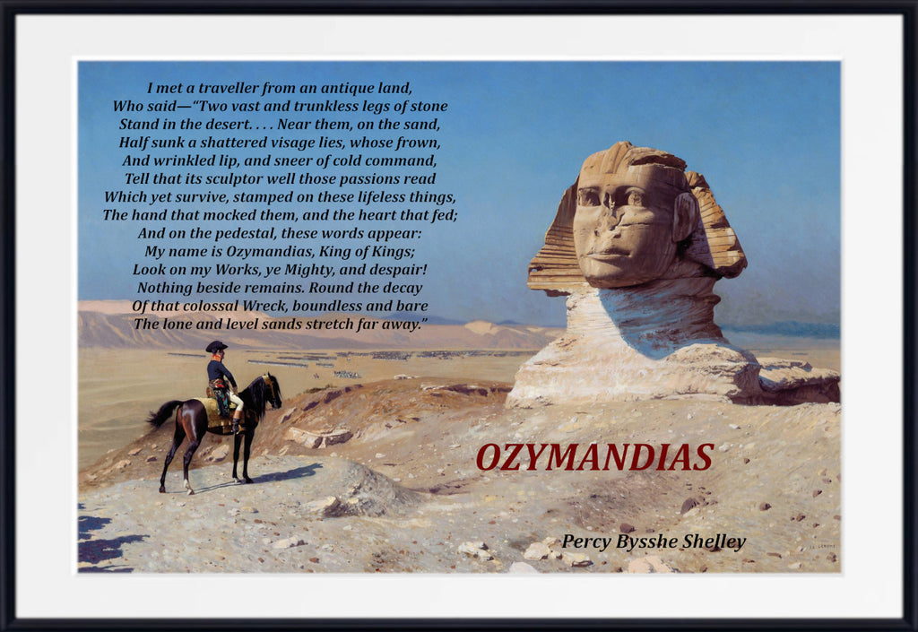 Ozymandias Poem by Percy Bysshe Shelley on Jean-Léon Gérôme Print : Bonaparte Before the Sphinx