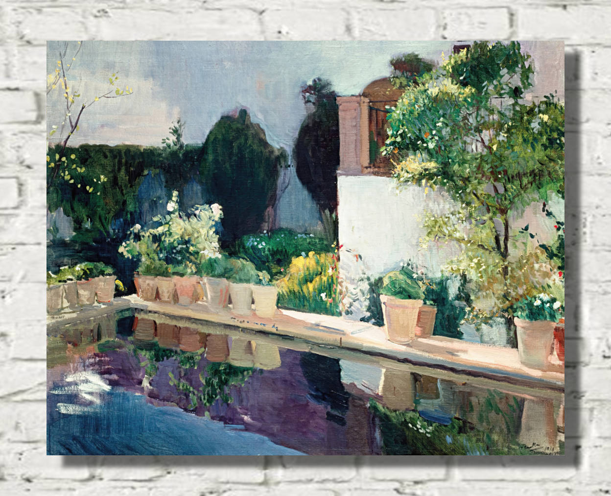 Joaquín Sorolla Print, Palace of Pond, Royal Gardens in Seville (1910)