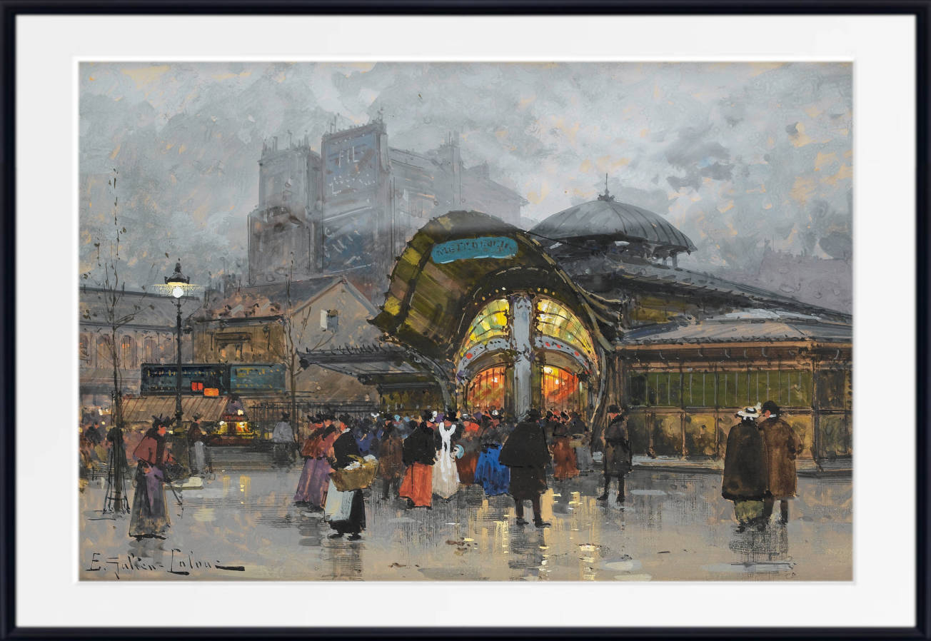 Eugène Galien-Laloue Fine Art Print : Paris, Metro station Bastille