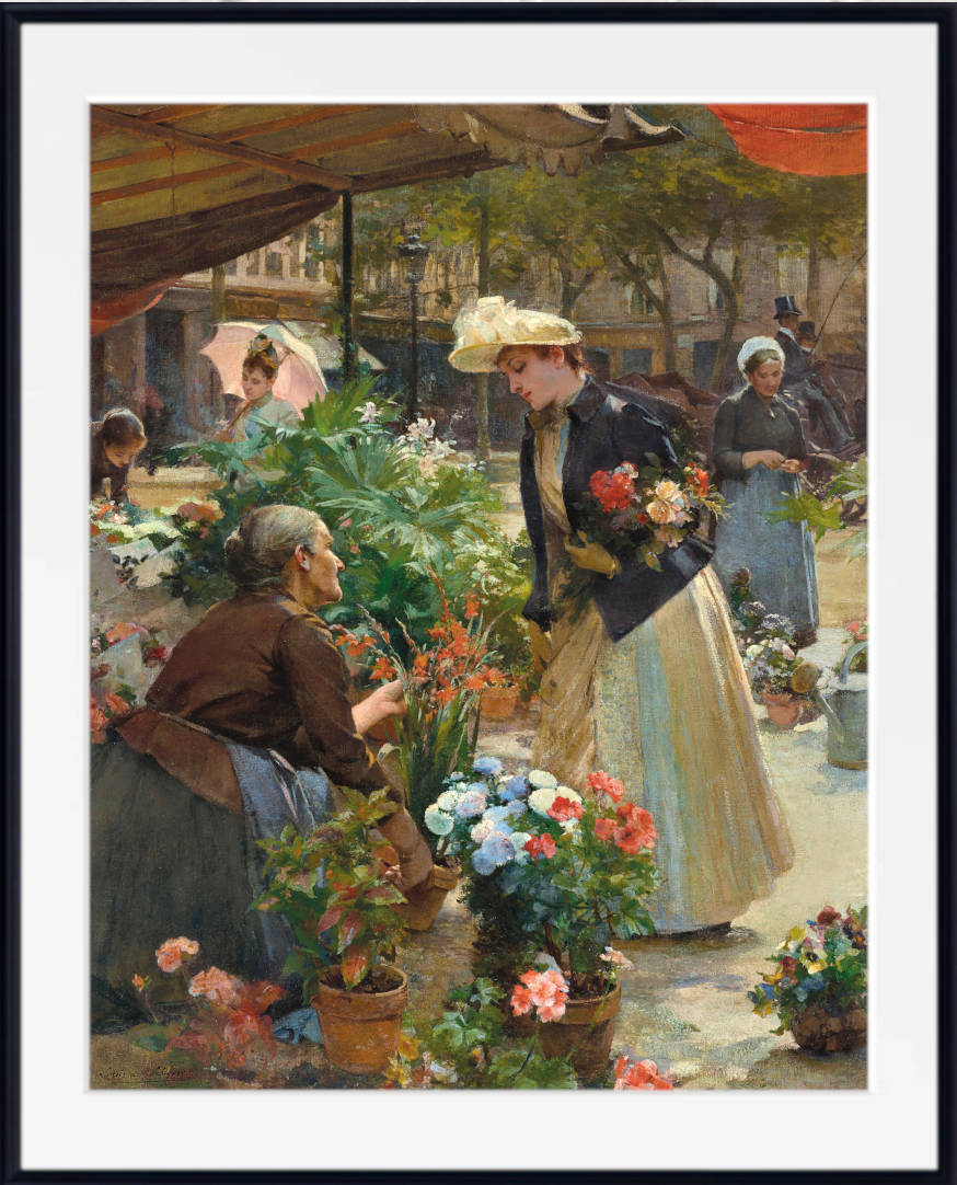 S-M-L-XL Custom Ceramic Women Painting Tile Mural. The Flower Seller 1898 By Louis 2024 Marie Schryver