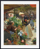 Louis Marie De Schryver Print, Paris – The Flower Market on the Île de la Cité